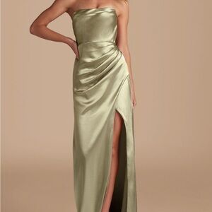 Azazie Sage Green Satin Gown